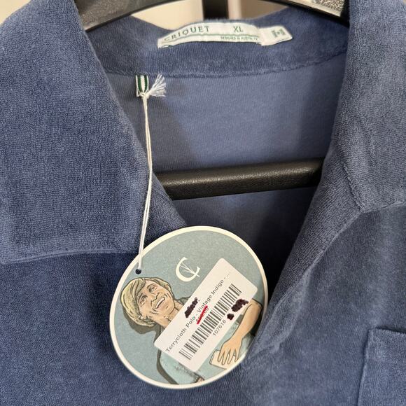 Criquet Terrycloth Vintage Indigo Blue Polo Shirt XL NEW Collared Short Sleeve - Picture 6 of 7